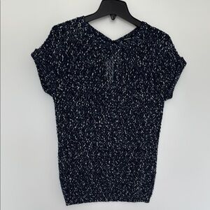 Women's Navy and White Knit Top